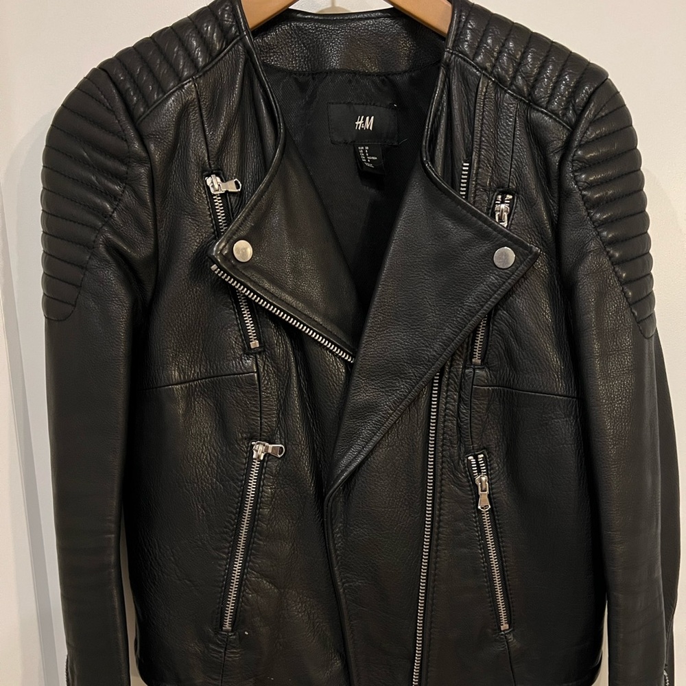 H&M Special Edition Genuine Leather Moto Biker Jacket